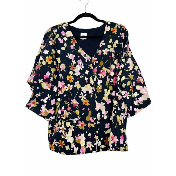 Cabi Charm Blouse Floral Black V-neck Size S Style# 3695 - Picture 2 of 10